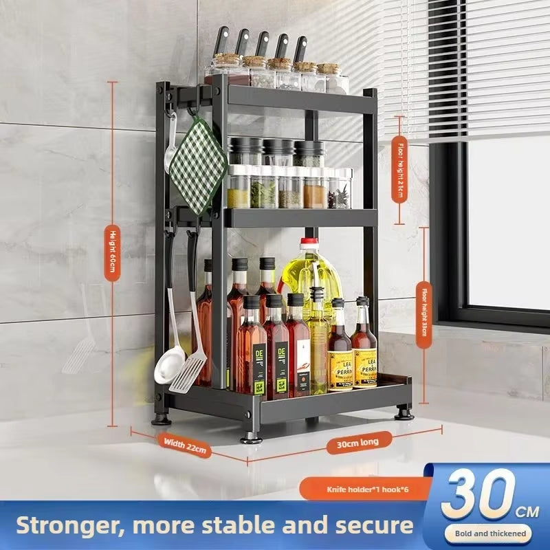 SpiceCraft™ Multi-Layer Kitchen Organizer – Countertop Seasoning Rack with Knife, Chopstick & Dish HolderKitchen Seasoning Rack Storage Rack Multi-Layer Dish Seasoning Rack Chopstick Knife Holder Countertop Multi-Functional Seasoning